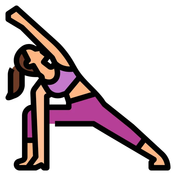 Angle Ikon Parsvakonasana Extended Dalam Kategori Kebugaran Yoga Diet - Stok Vektor