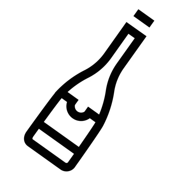 Flaska Champagne Ikon Kontur Stil — Stock vektor