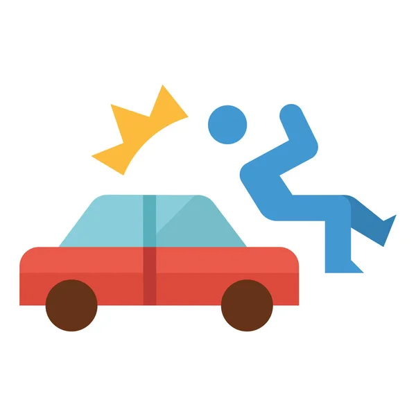 Accidente Coche Golpeó Icono Estilo Plano — Vector de stock