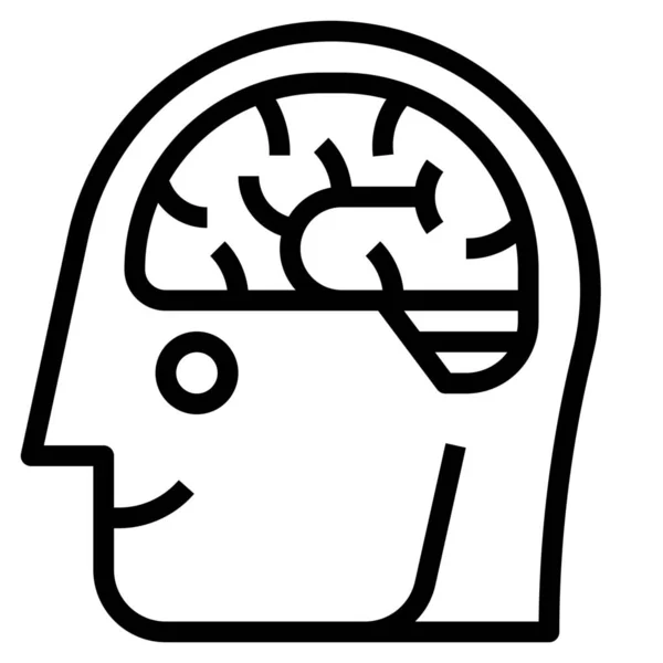 Hersenen Idee Intelligentie Icoon Grote Lijnen Stijl — Stockvector