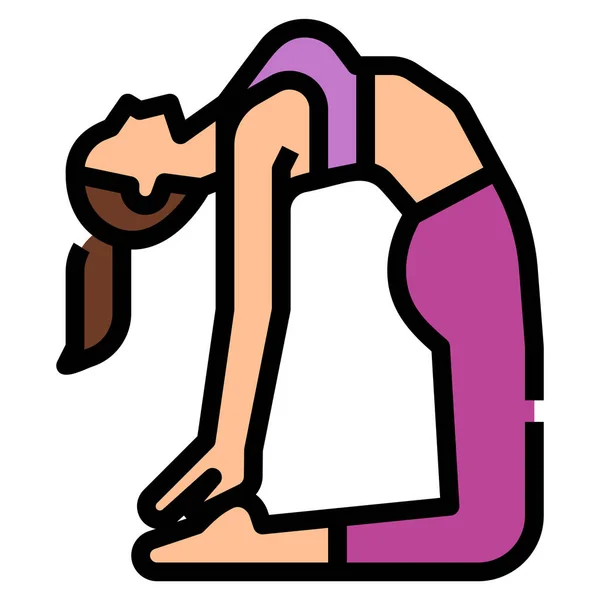 Kameel Oefening Pose Icoon Fitness Yoga Dieet Categorie — Stockvector