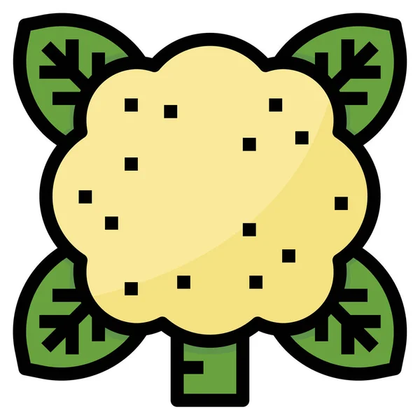 Icono Nutritivo Saludable Coliflor Estilo Contorno Lleno — Vector de stock