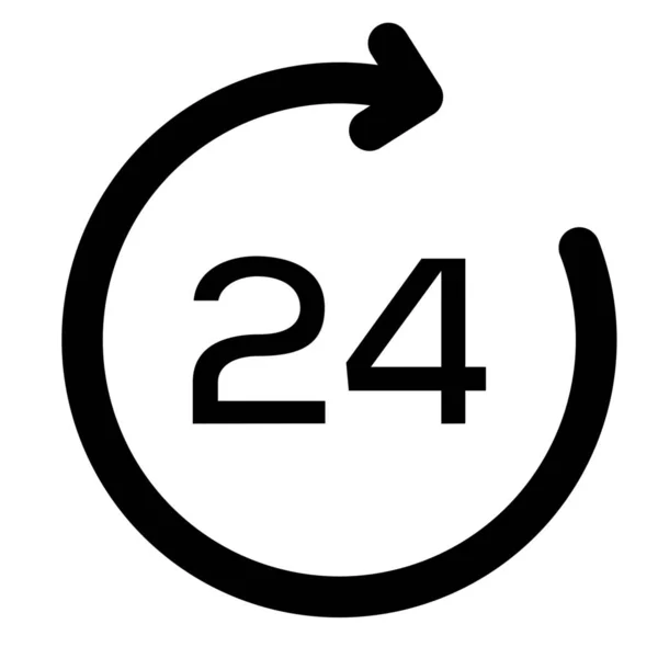 24小时24小时服务图标的轮廓风格 — 图库矢量图片