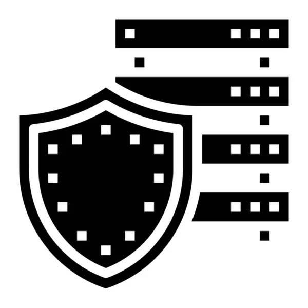Icona Dello Schermo Sicurezza Del Computer Stile Solido — Vettoriale Stock