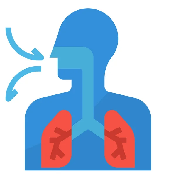 Icono Respiratorio Biológico Anatomía Estilo Plano — Archivo Imágenes Vectoriales