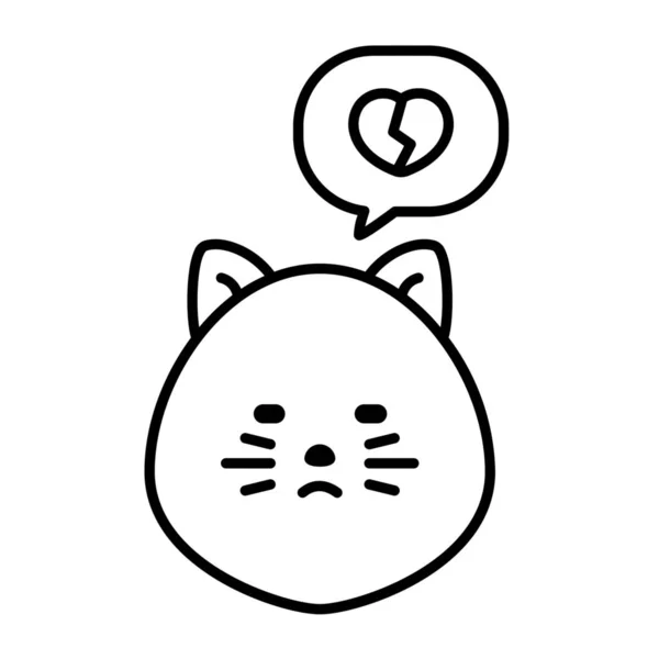 Animal Broken Cat Icon Outline Stil — Stockvektor