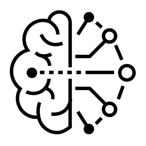 Icono Red Cerebral Inteligencia Artificial Estilo Esquema — Vector de stock