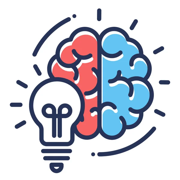 Brain Bulb Creative Process Icon Filled Outline Stil — Stockvektor