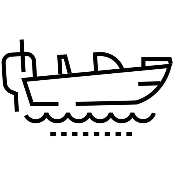 Boat Day Cruiser Motor Boat Icon Outline Style — Stock Vector