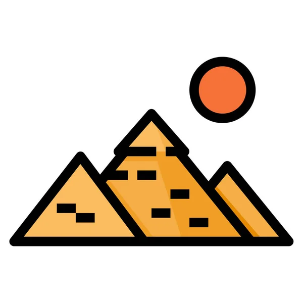 Egipto Giza Gran Icono Estilo Contorno Lleno — Vector de stock