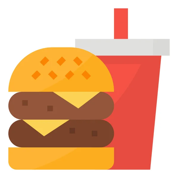 Ícone Refeição Fast Food Estilo Plano — Vetor de Stock