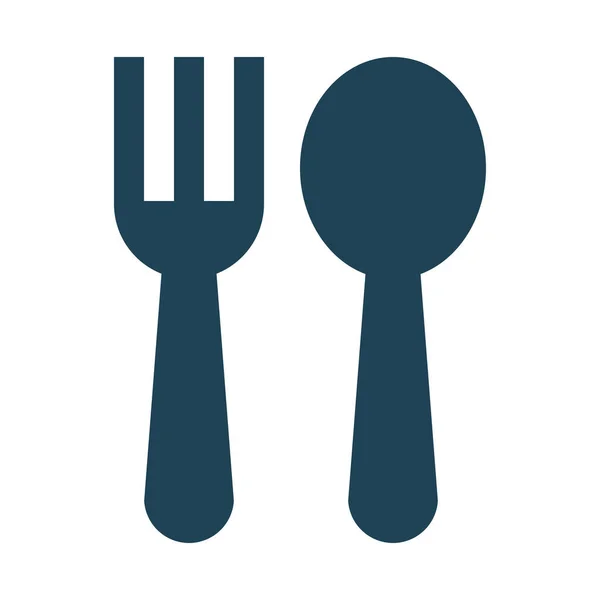 餐具吃叉子图标在坚实的风格 — 图库矢量图片