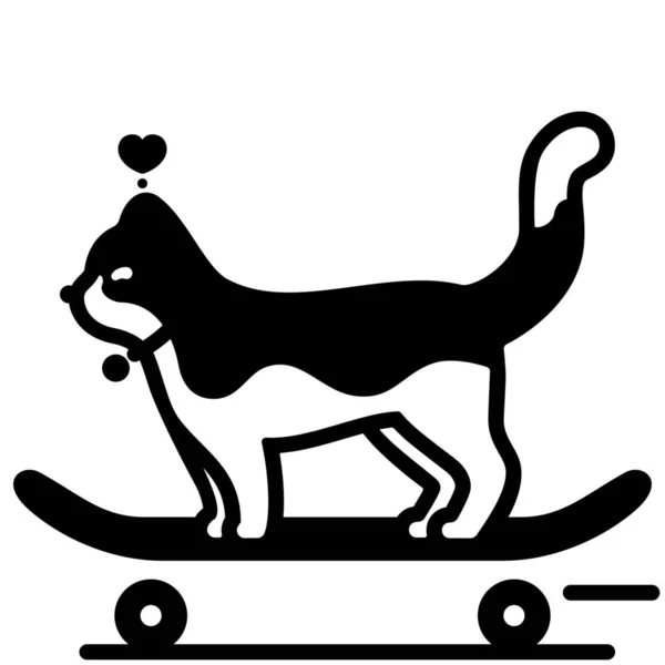 Икона Любви Скейтбордистской Кошки — стоковый вектор