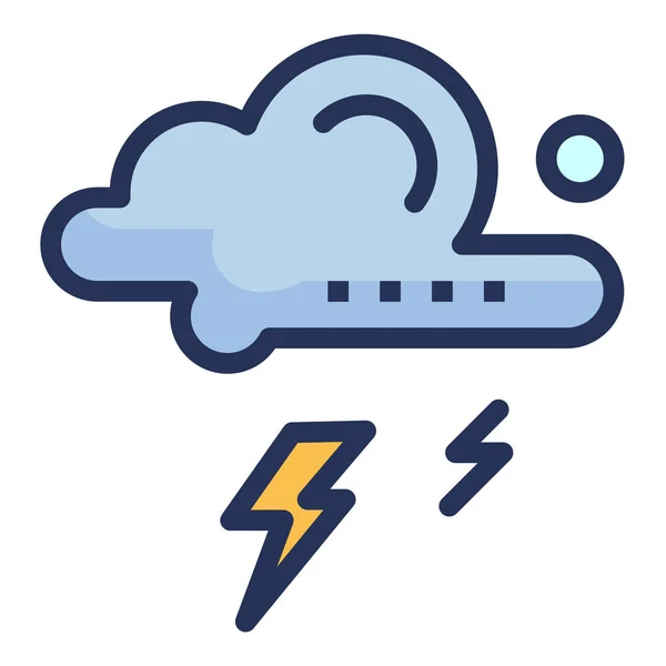 Cloud Lightning Thunderstorm Icon Filled Outline Style — Stock Vector