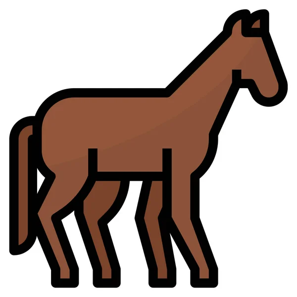 Animales Caballo Icono Equitación Estilo Contorno Lleno — Vector de stock