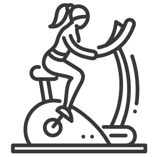 Icona Femminile Cardio Exercycle Stile Outline — Vettoriale Stock