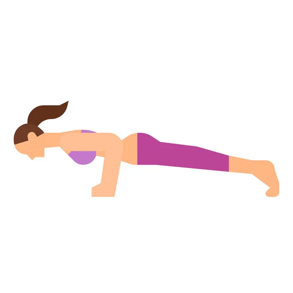 Chaturanga Dandasana Icono Del Ejercicio Fitness Yoga Categoría Dieta — Vector de stock