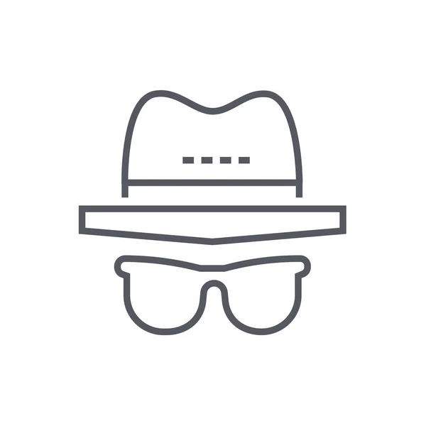 Hoed Incognito Spion Pictogram Contouren Stijl — Stockvector