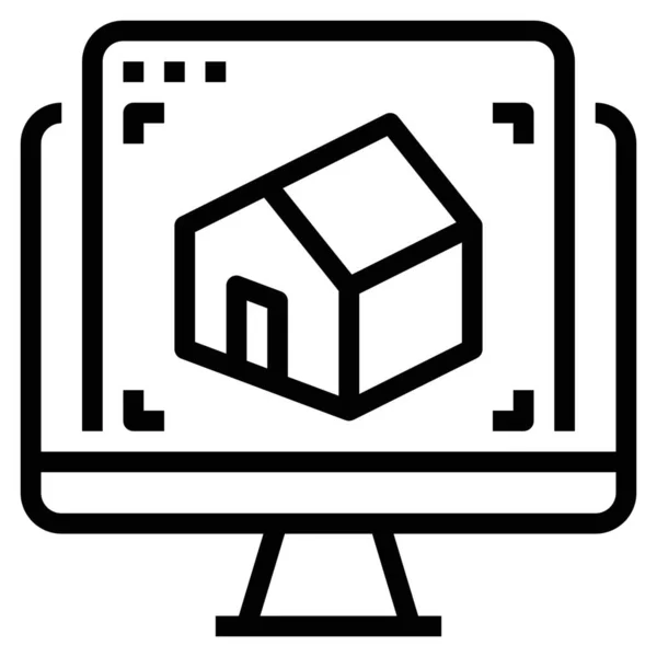 Architecture Computer Construction Icon Outline Style — Stock Vector