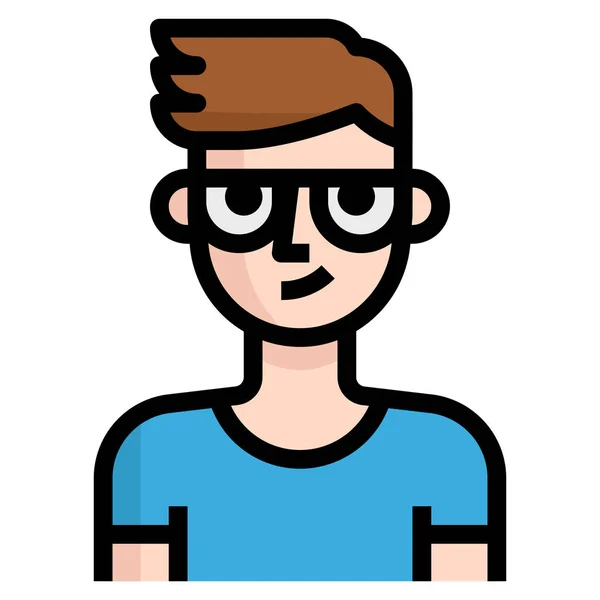 Icono Gafas Niño Avatar Estilo Contorno Lleno — Vector de stock