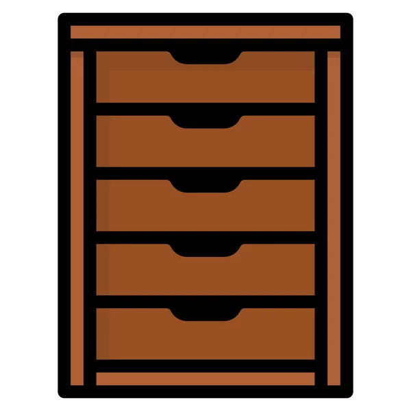 Icono Almacenamiento Muebles Gabinete Estilo Contorno Lleno — Vector de stock