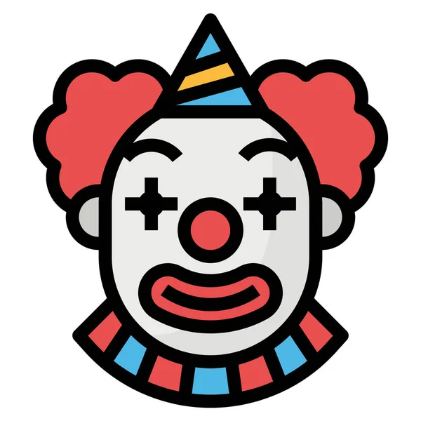 Icona Del Costume Clown Carnevale Stile Contorno Riempito — Vettoriale Stock