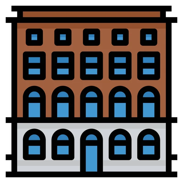 Икона Полиции Тюрьмы Архитектуры Стиле Заполненный План — стоковый вектор