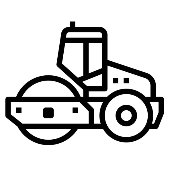 Construction Machine Roller Icon Outline Style — Stock Vector