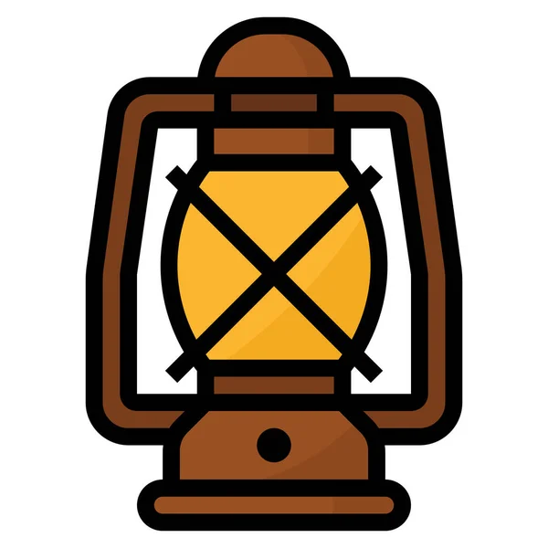 Ícone Lanterna Acampamento Brilhante Estilo Esboço Preenchido — Vetor de Stock