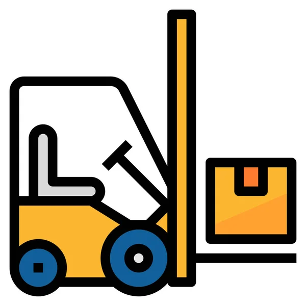 Значок Вантажівки Навантажувача Заповненому Контурі — стоковий вектор