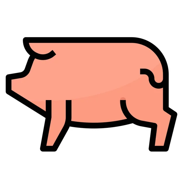 Animals Farm Pig Icon Filled Outline Style — Stock Vector