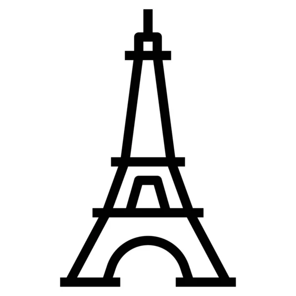 轮廓风格的埃菲尔铁丝法国地标图标 — 图库矢量图片