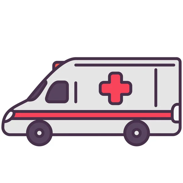 Icono Emergencia Coche Ambulancia Estilo Contorno Lleno — Vector de stock