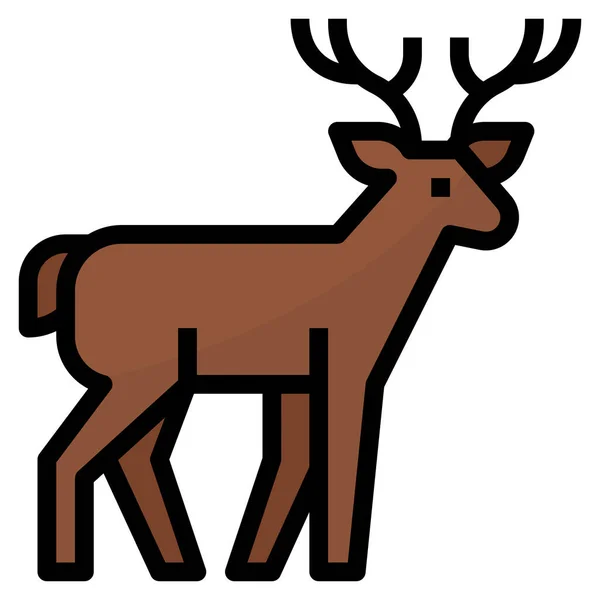動物鹿ムースのアイコンを塗りつぶしたアウトラインスタイル — ストックベクタ