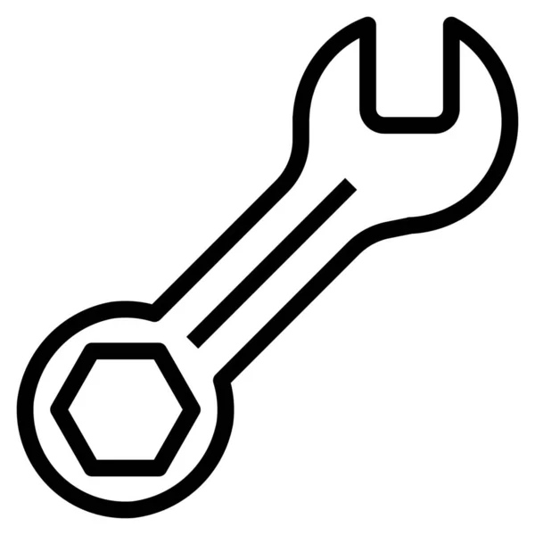 Werkzeug Symbol Für Kombinationsschlüssel Outline Stil — Stockvektor