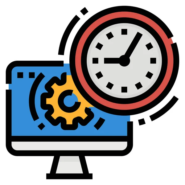 Computer Employee Time Icon — Stock Vector