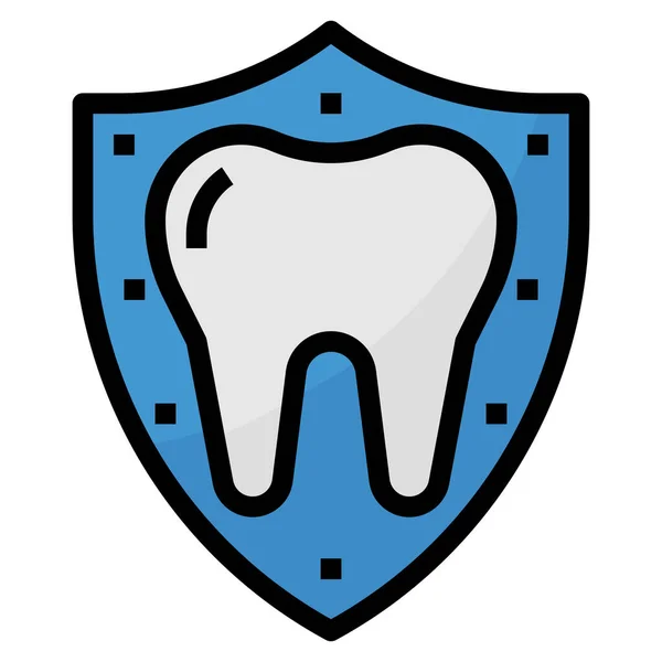 Doldurulmuş Dış Hat Biçiminde Diş Sağlığı Ikonu — Stok Vektör