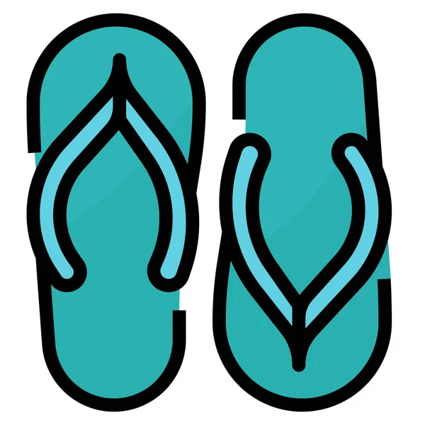 Icône Chaussures Flip Flop Dans Style Contour Rempli — Image vectorielle