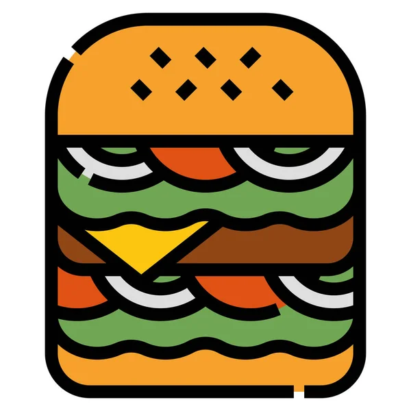 Comida Rápida Hamburguesa Icono — Vector de stock