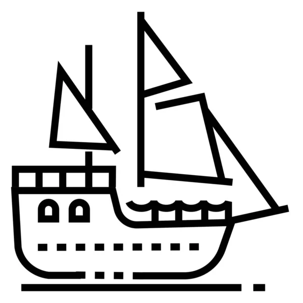 Bateau Voile Pirate Icône Dans Style Outline — Image vectorielle