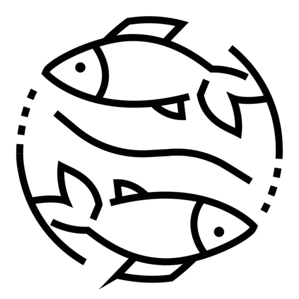 Astrologia Peixe Peixes Ícone Estilo Esboço — Vetor de Stock