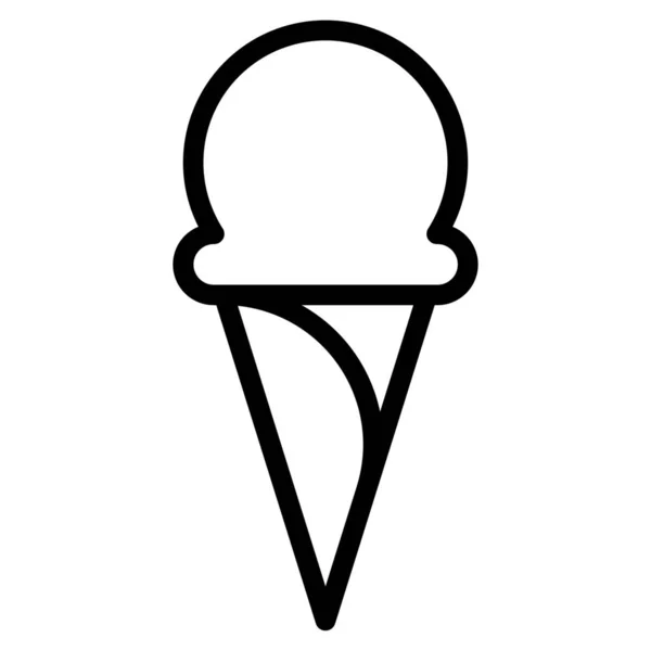 Cone Cream Ice Icon Outline Style — Stock Vector