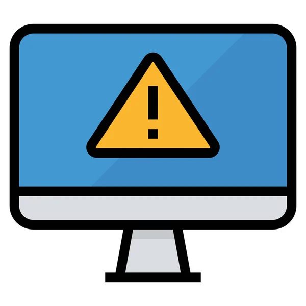 Precaución Icono Error Computadora Estilo Contorno Lleno — Vector de stock