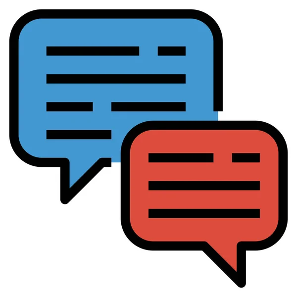 Chat Conversazione Icona Dialogo Stile Contorno Riempito — Vettoriale Stock