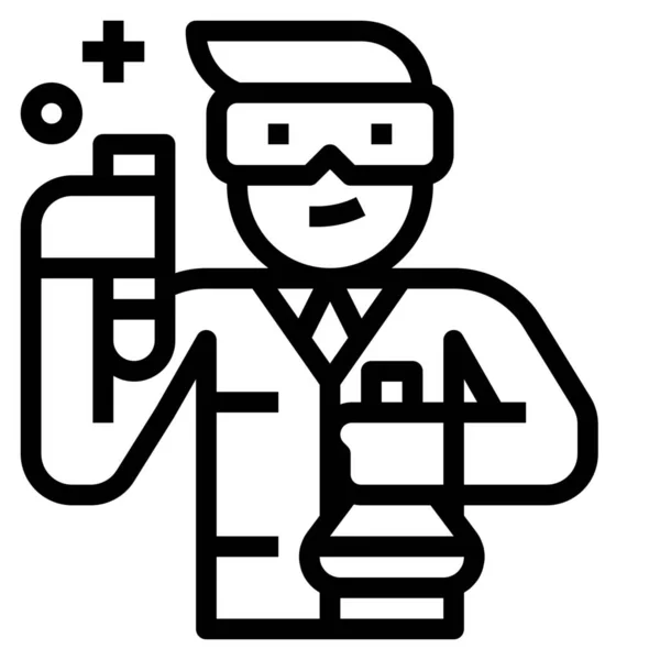 Scientist Outline Icono Educación Escuela Aprendizaje Estilo Esquema — Vector de stock