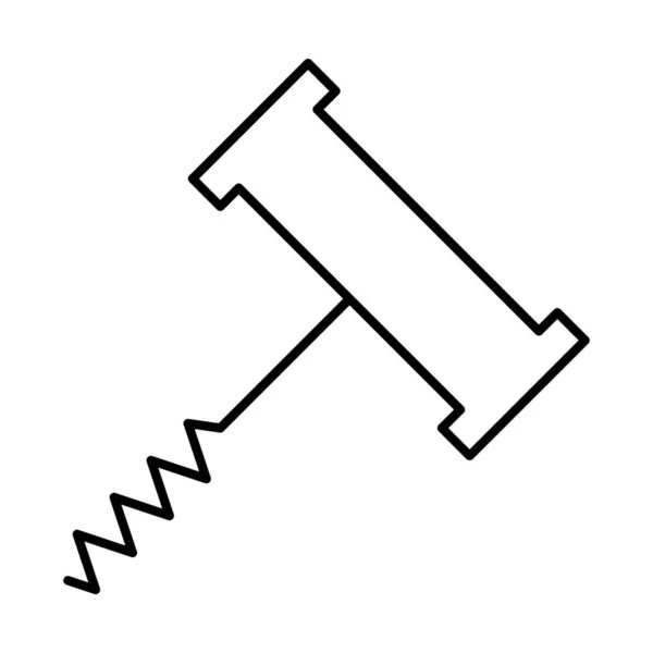 Flaschenöffner Korkenzieher Haushaltsikone Outline Stil — Stockvektor