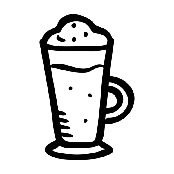 Dryck Cappuccino Kaffe Ikon Handritad Stil — Stock vektor