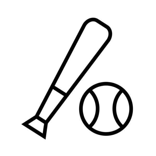 Baseballball Baseballschläger Ikone Outline Stil — Stockvektor