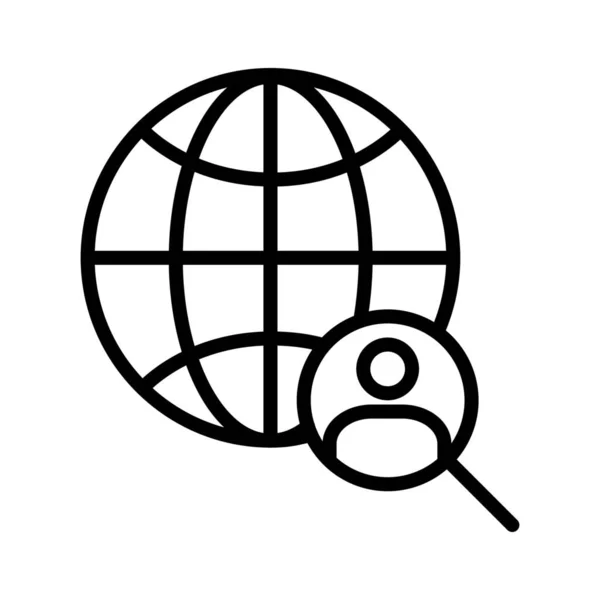 Globale Benutzer Internet Suche Profil Symbol Umrissen Stil — Stockvektor