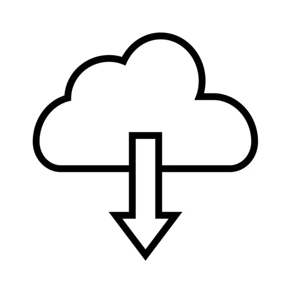Cloud Download Cloud Server Ikona Pamięci Masowej Chmurze Zarysie — Wektor stockowy